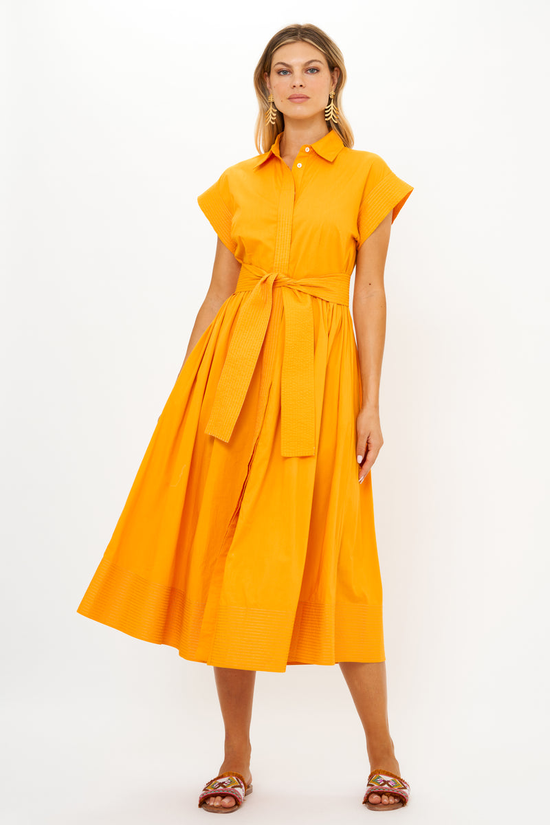 Belted Shirt Dress- Tuki Marigold