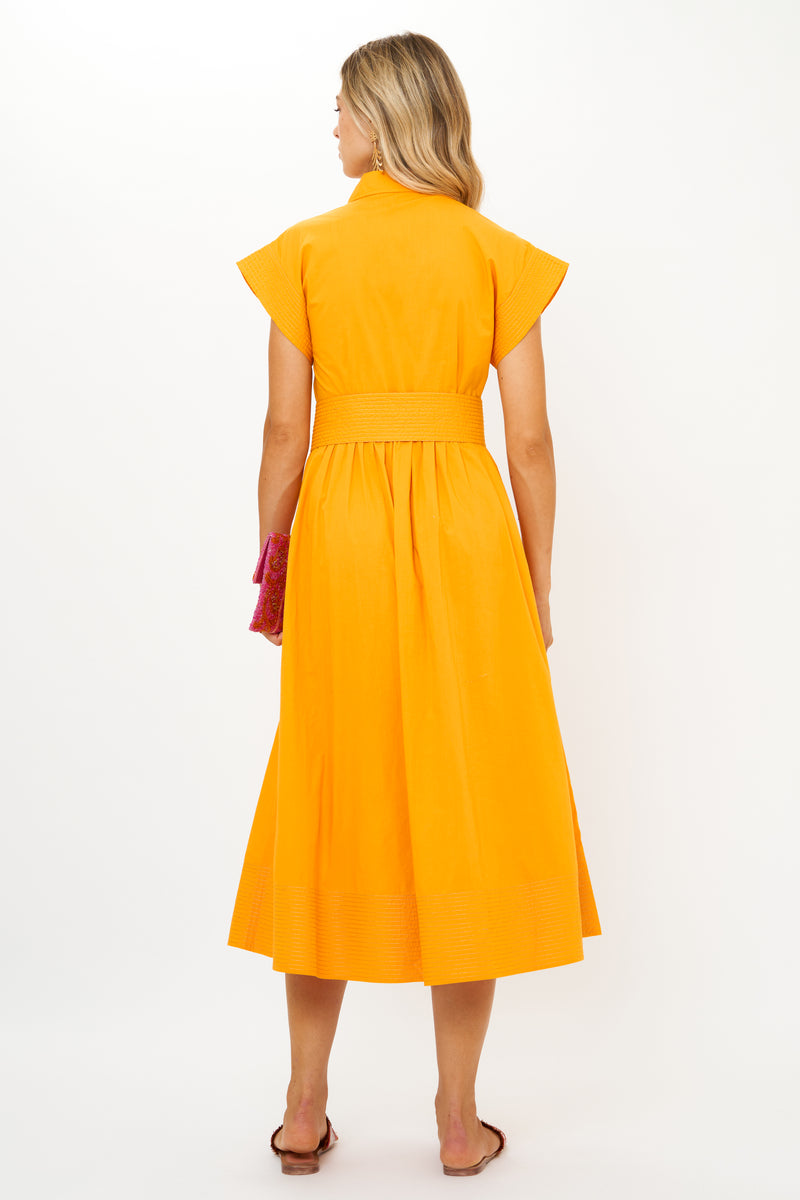 Belted Shirt Dress- Tuki Marigold