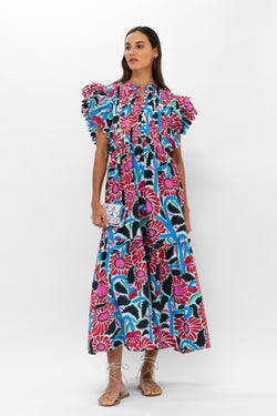 Scallop Pintuck Maxi- Umbria Blue