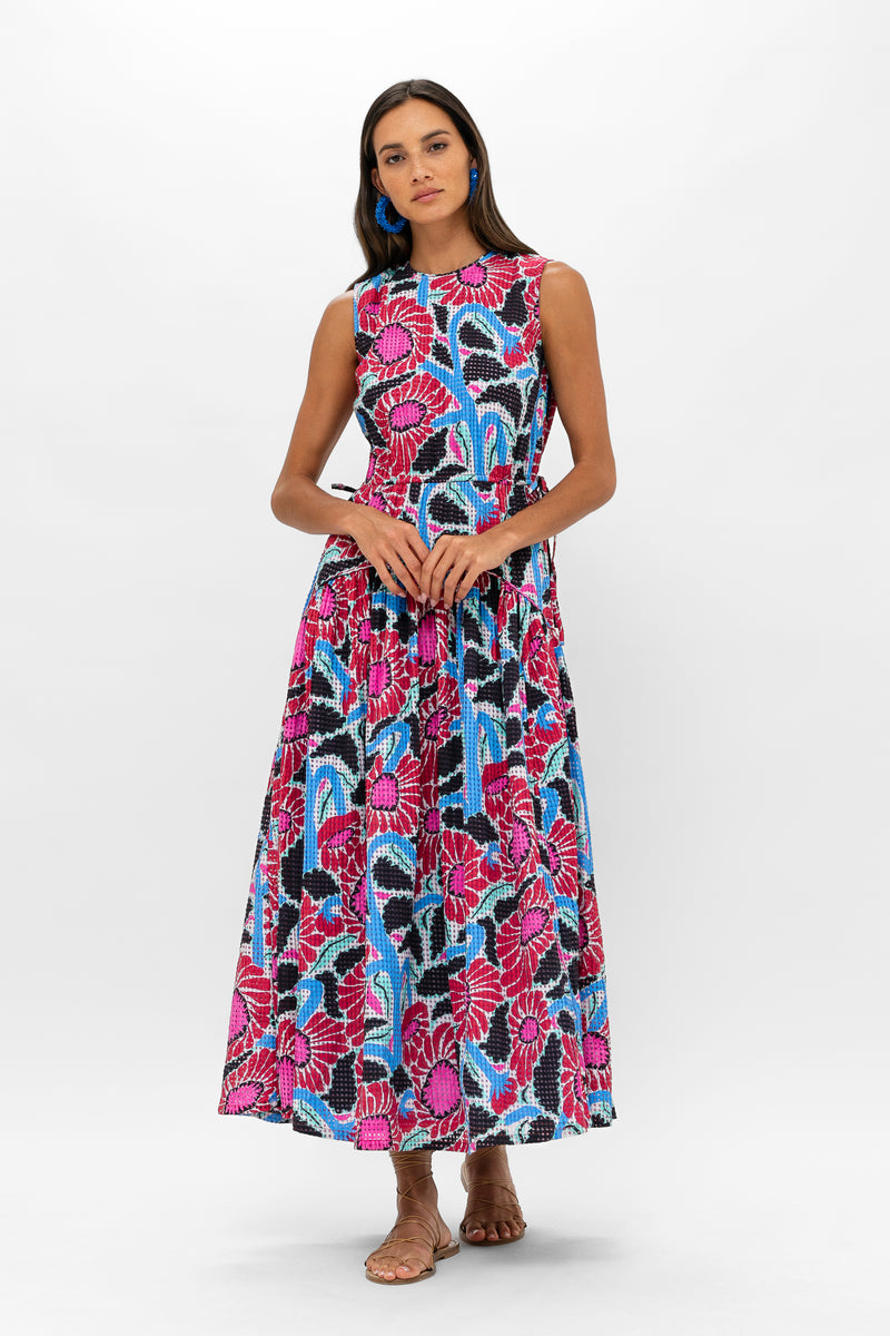 Sleeveless Piped Maxi- Umbria Blue