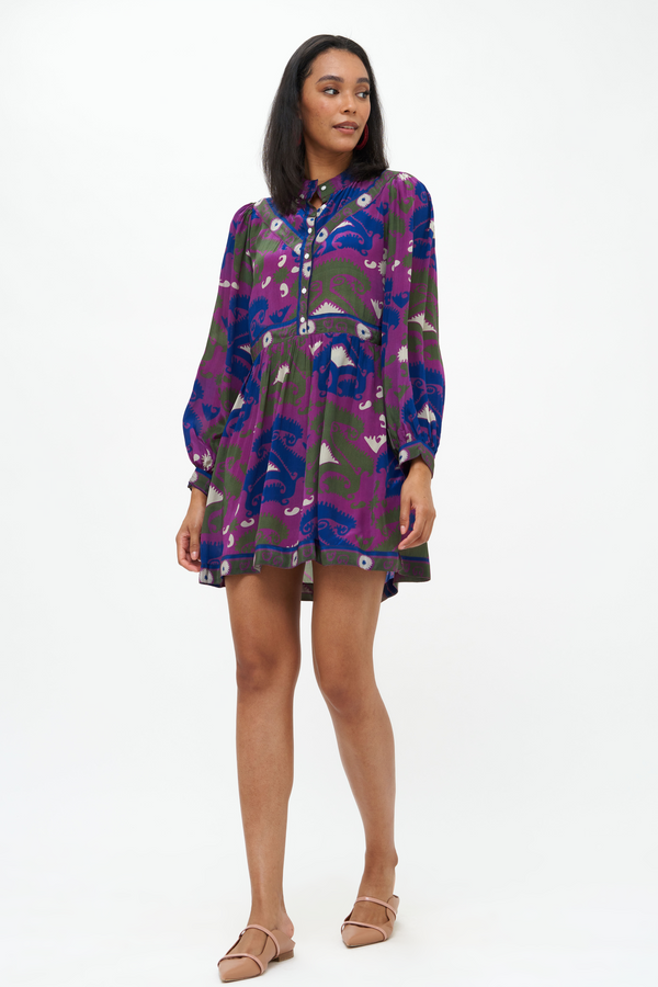 Shirt Dress Mini- Uzbek Magenta