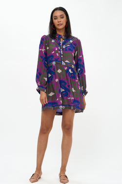 Shirt Dress Mini- Uzbek Magenta