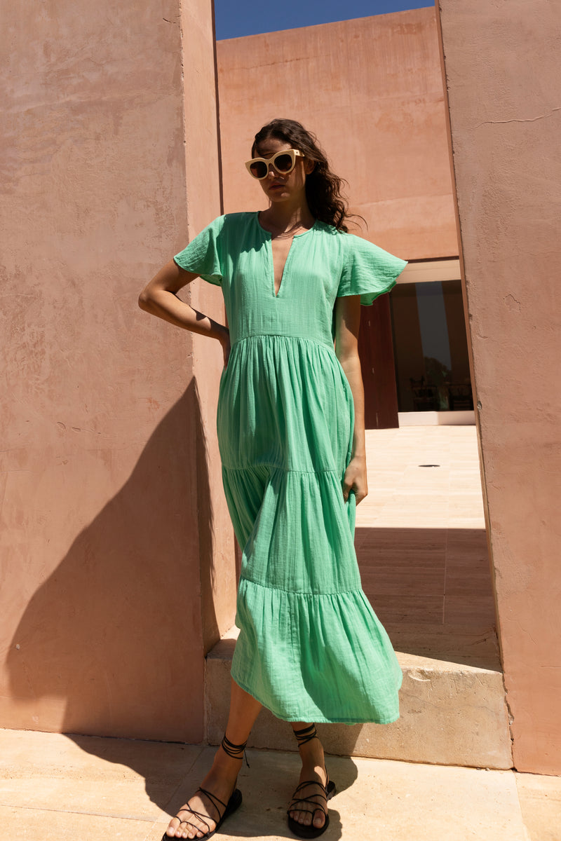 V-Neck Maxi- Bahama Green