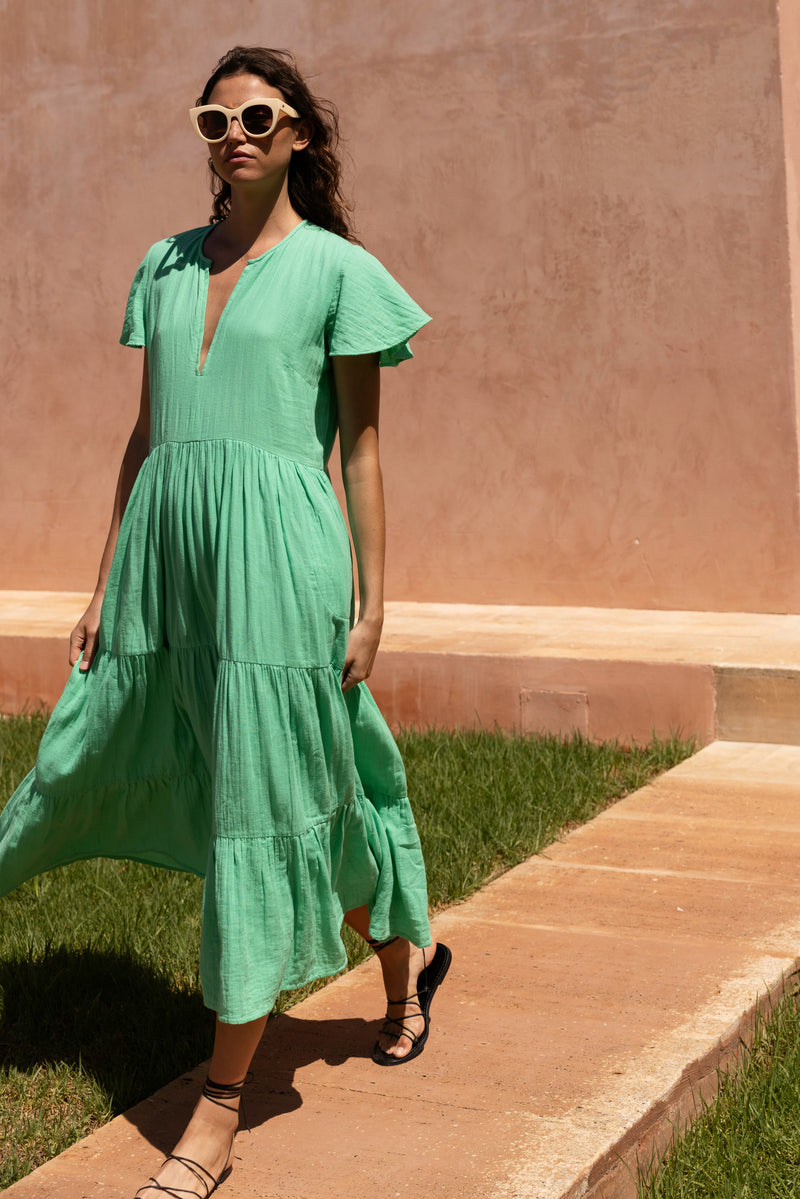 V-Neck Maxi- Bahama Green