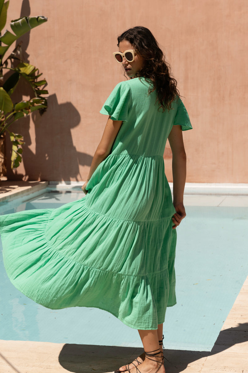 V-Neck Maxi- Bahama Green