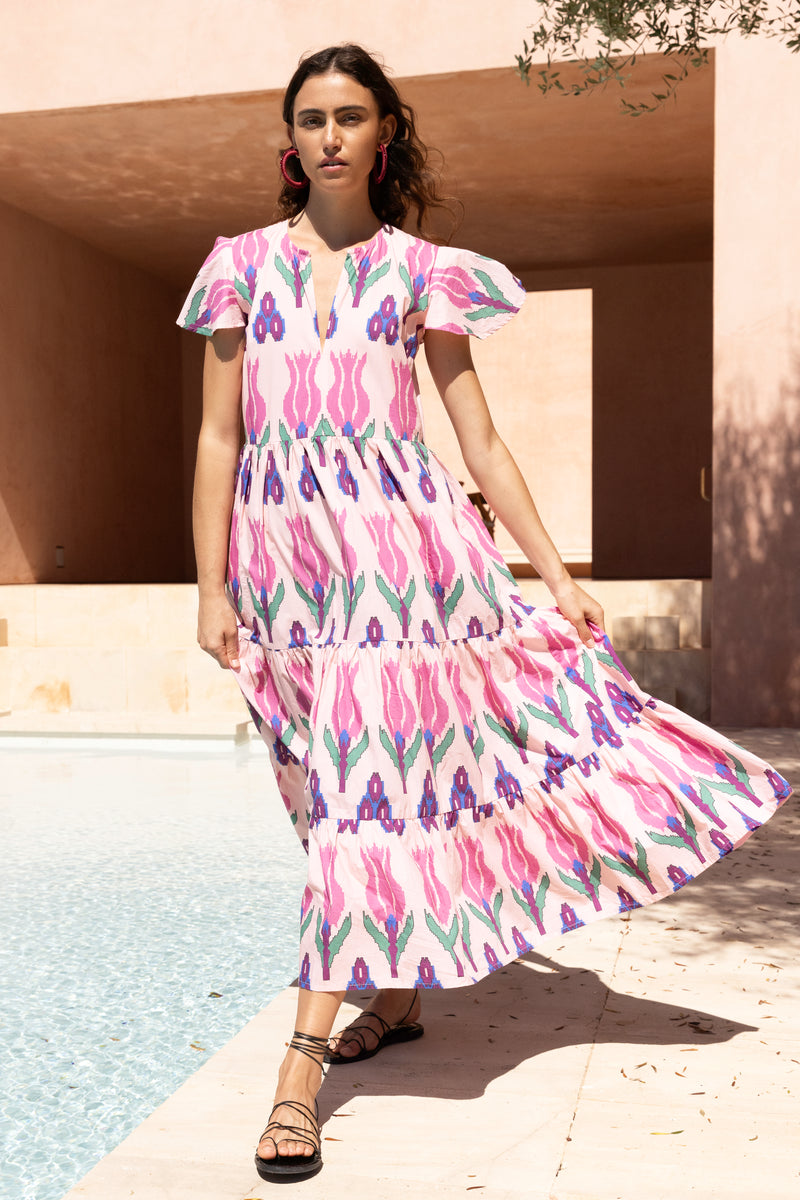 V-Neck Maxi- Sumba Pink