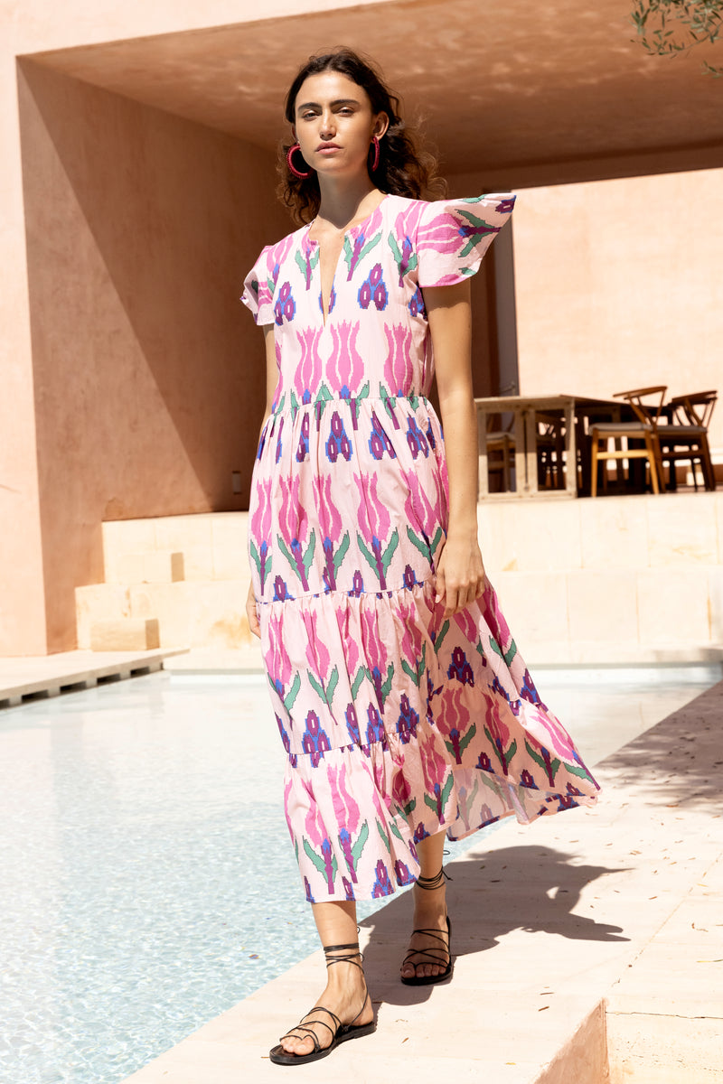 V-Neck Maxi- Sumba Pink