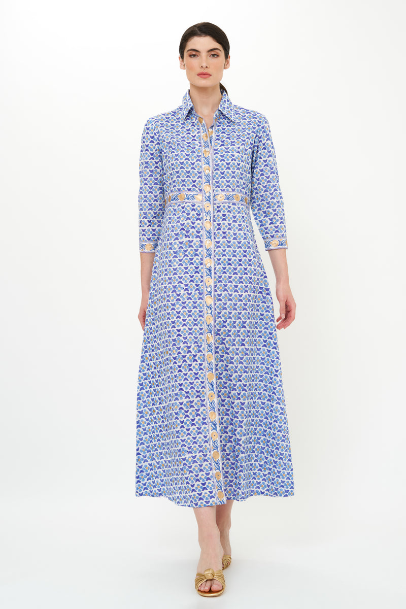 Shirt Dress Maxi- Veranda Blue