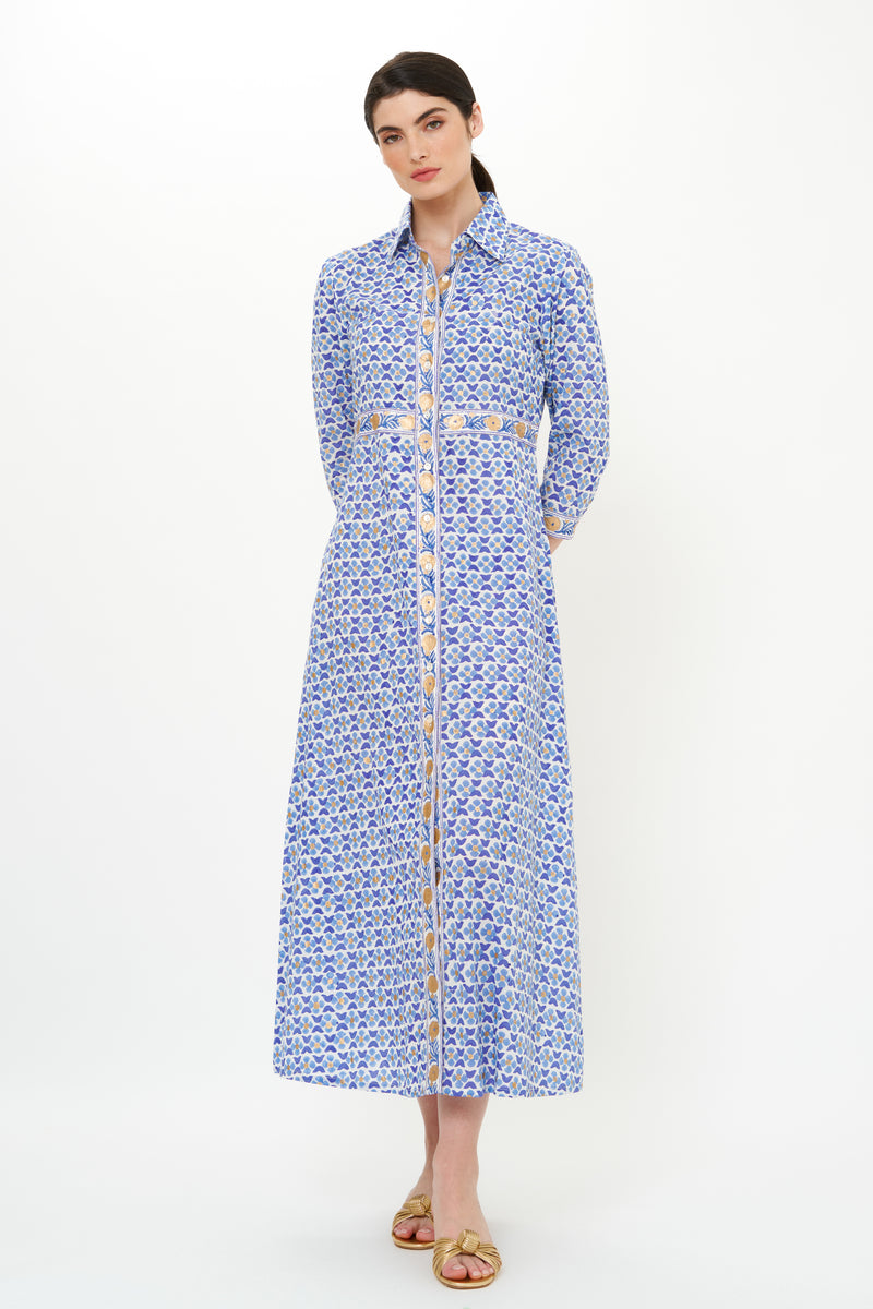 Shirt Dress Maxi- Veranda Blue