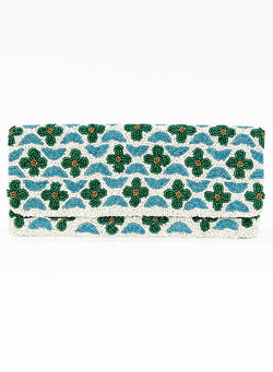 Beaded Clutch- Veranda Blue Green