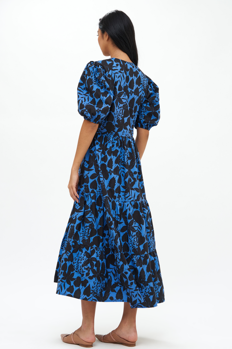 Puff Sleeve Maxi- Willow Blue