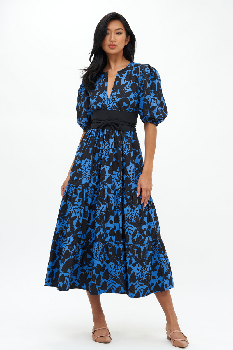 Puff Sleeve Maxi- Willow Blue