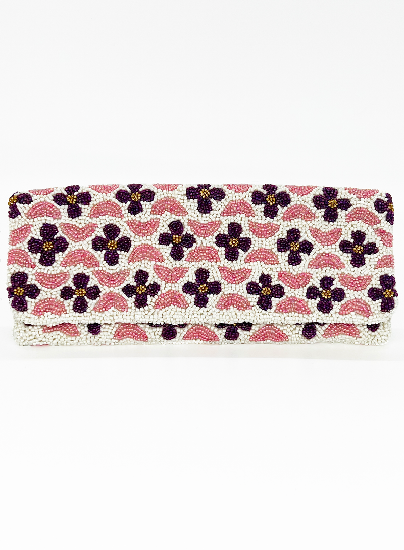 Beaded Clutch- Veranda Pink Purple